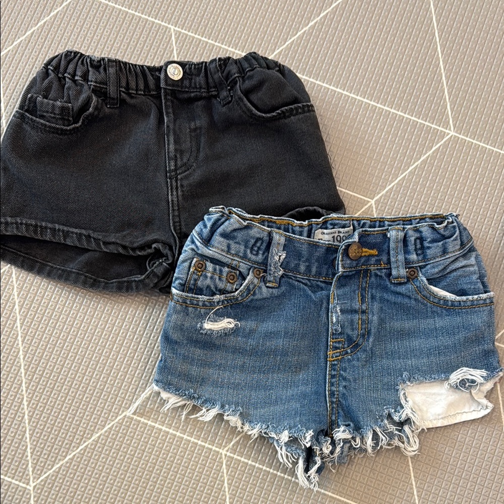 Zara Black and Blue Denim Shorts Set